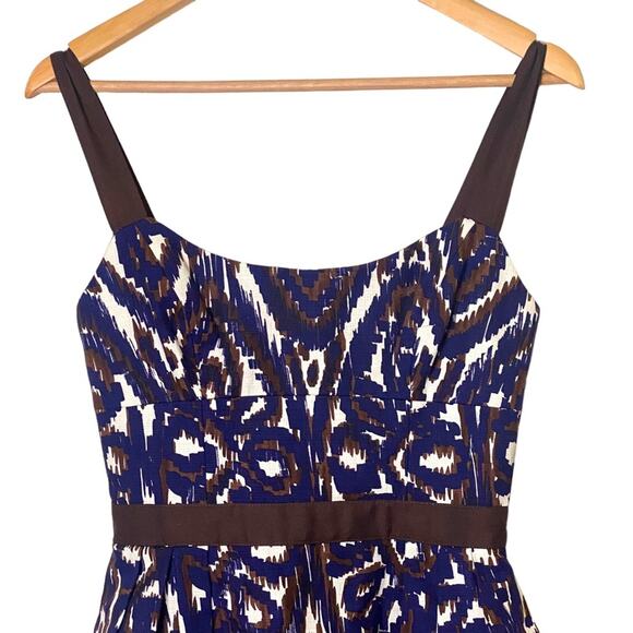 Milly of New York Geometric Print Blue Brown White Size 4 Pockets US… - Picture 2 of 9